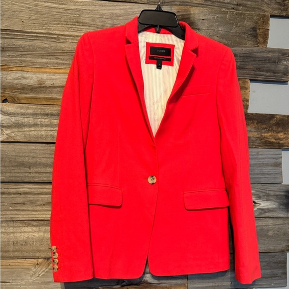 J. Crew Women's Orange Red Regent 98% Wool Stretch Lined Blazer Jacket Size 4 - Picture 1 of 7